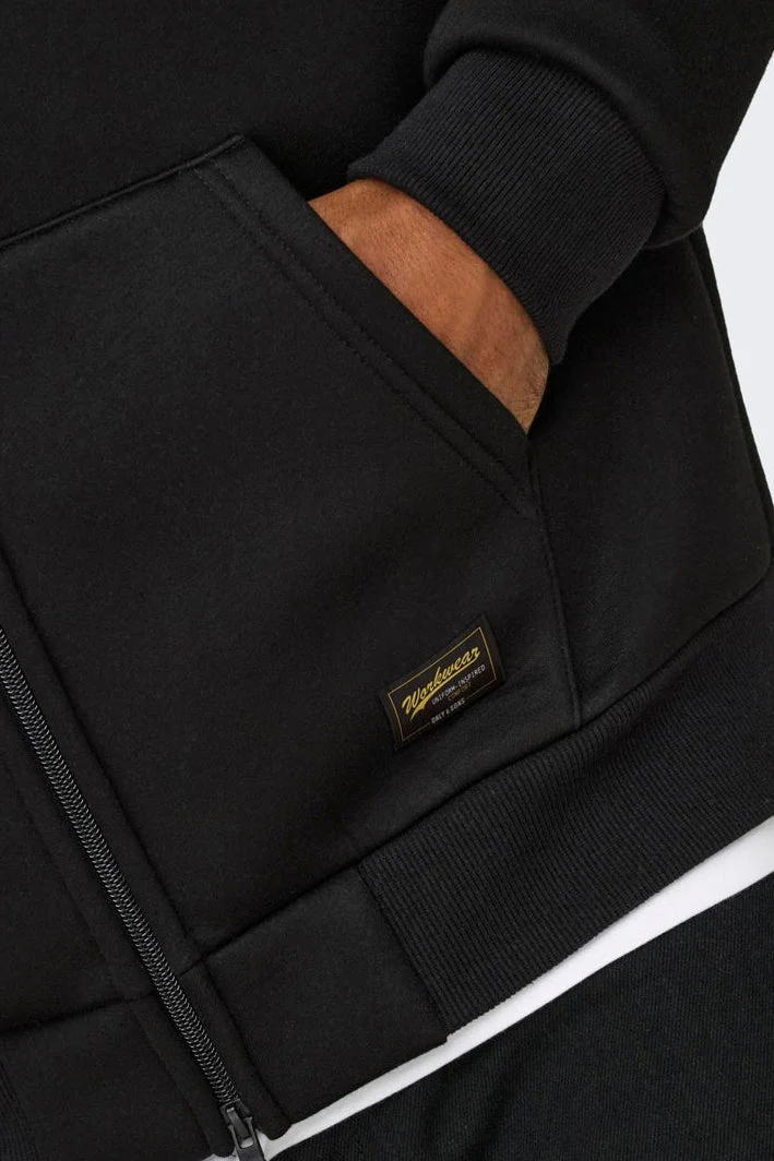 Only & Sons Bobby Scuba Full Zip Hoodie Black - Image 4