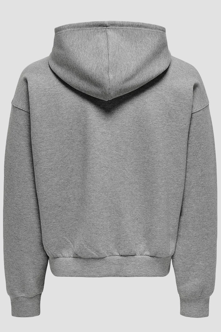 Only & Sons Goyle Boxy Hoodie Medium Grey Melange - Image 2