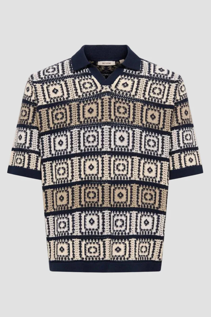 Only & Sons Bart Life RLX 5 SS Resort Knit Dark Navy - Image 4