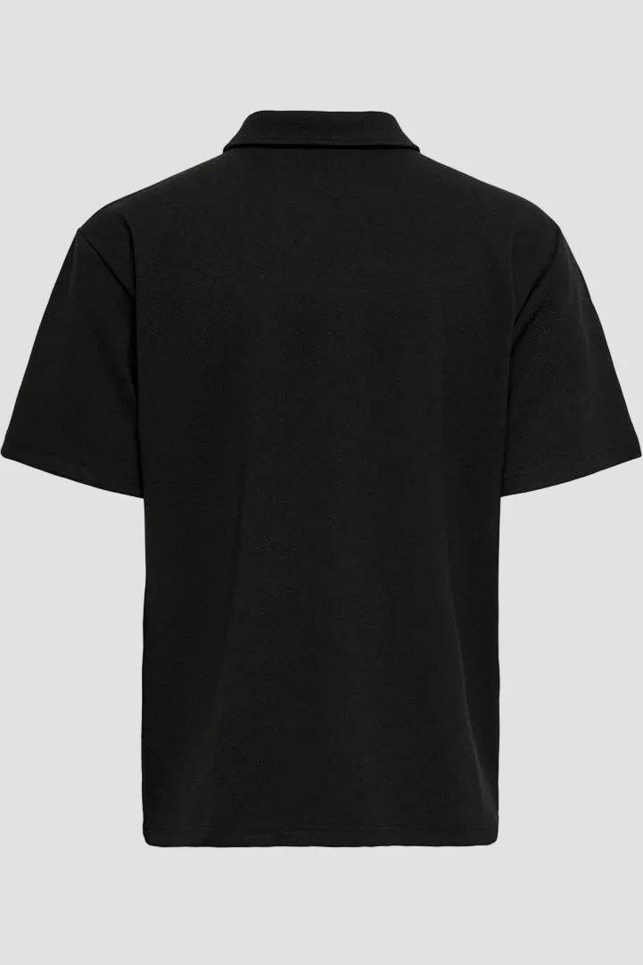 Only & Sons New Kodyl Relaxed Fit SS Half Zip Polo Black - Image 6