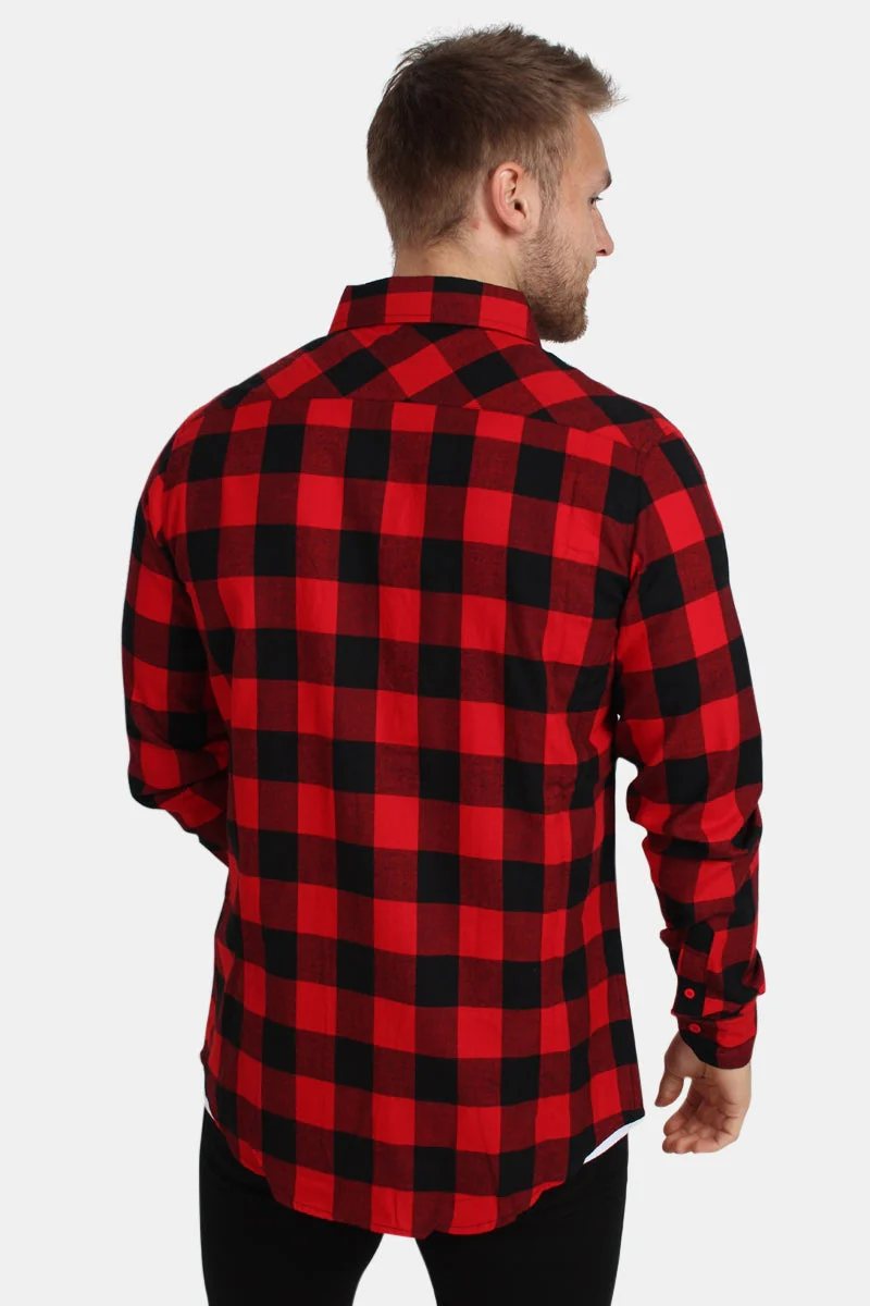 URBAN CLASSICS Checked Flanell Shirt Red/Black - Image 2