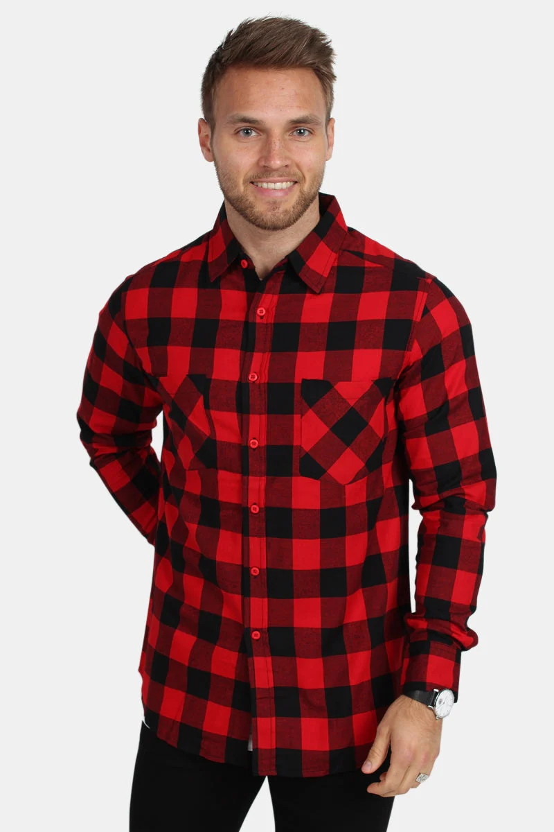 URBAN CLASSICS Checked Flanell Shirt Red/Black - Image 4