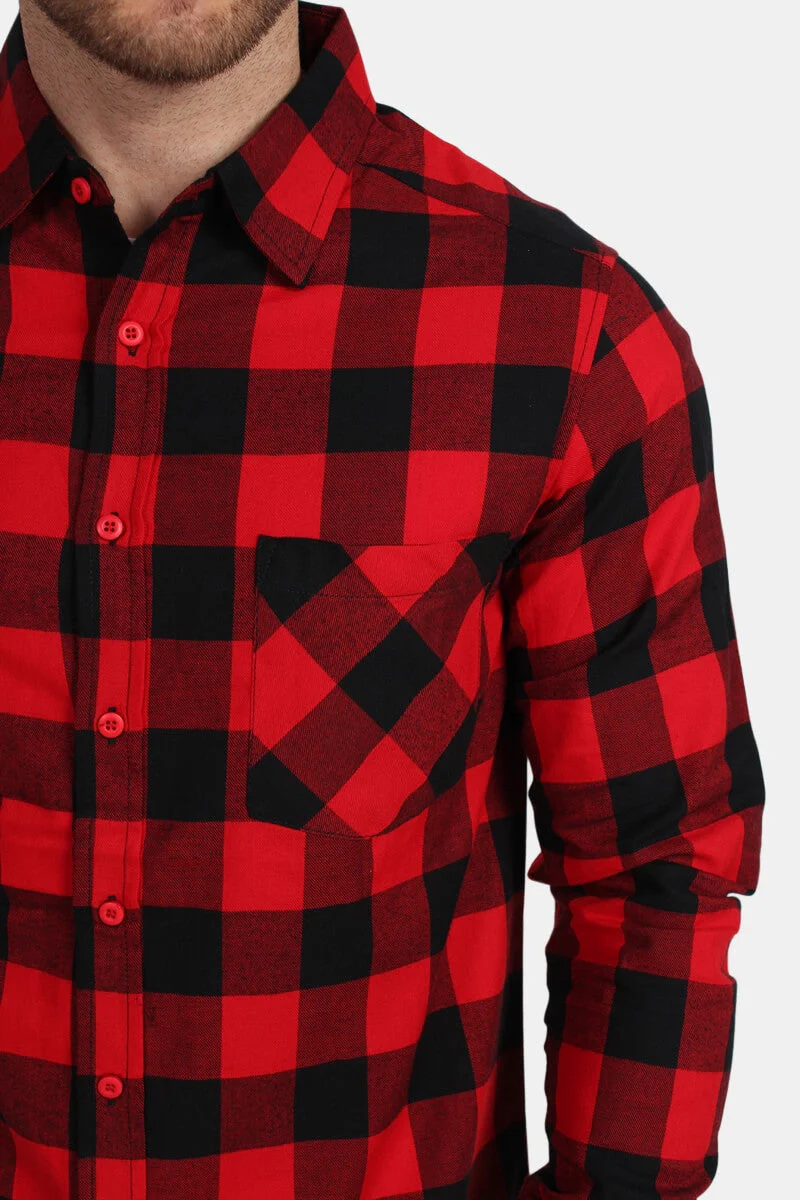 URBAN CLASSICS Checked Flanell Shirt Red/Black - Image 5